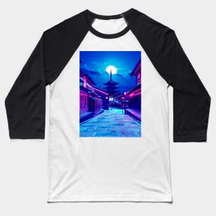 Yasaka Pagoda Cyberpunk tone Baseball T-Shirt